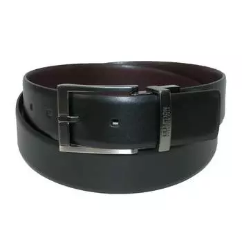 Мужской двусторонний ремень с пряжкой из матового никеля Kenneth Cole Reaction, черный/коричневый