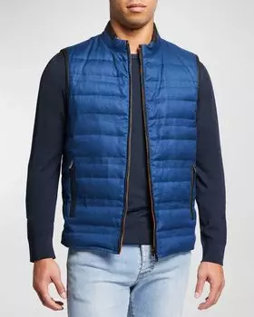 Мужской двусторонний стеганый пуховый жилет Corneliani, цвет Medium Blue Solid