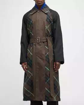 Мужской двусторонний тренч в клетку Burberry, цвет Otter