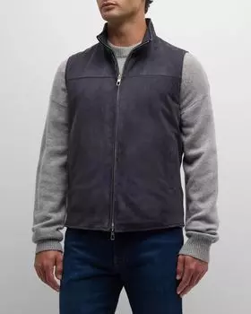 Мужской двусторонний жилет из замши и нейлона Marlin Loro Piana, цвет Blue Navy