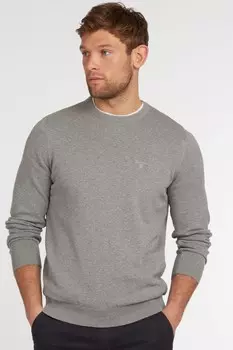 Мужской джемпер из 100% хлопка пима с круглым вырезом Barbour, серый