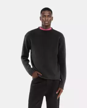 Мужской джемпер из шерсти, прямой крой с круглым вырезом и длинными рукавами, серый The Kooples