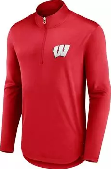 Мужской джемпер NCAA Wisconsin Badgers с красным логотипом на молнии на четверть