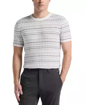 Мужской джемпер с коротким рукавом, жаккардовый, разноцветный, с геометрическим принтом Perry Ellis, белый