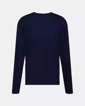 Мужской джемпер с круглым вырезом из гладкой мериносовой шерсти Emidio Tucci, темно-синий