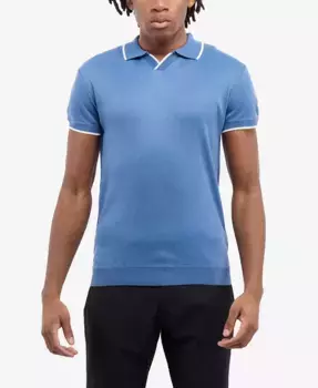 Мужской джерси-поло с коротким рукавом и воротником Johnny SPRING + MERCER, синий
