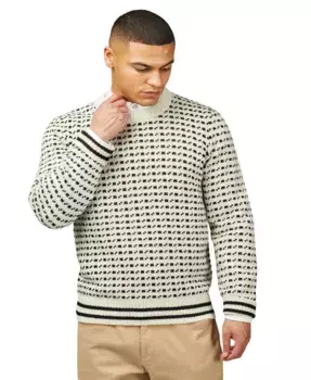 Мужской джерси с жаккардовым узором и круглым вырезом Ben Sherman, слоновая кость/кремовый