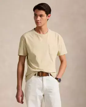 Мужской джерси трикотажная футболка с карманом Polo Ralph Lauren, натуральный