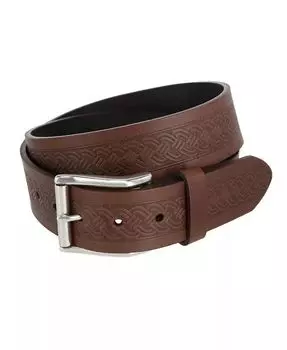 Мужской джинсовый ремень Grady 40 мм из кожи с тиснением в виде кельтского прокрутки TRAFALGAR, коричневый