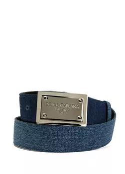 Мужской джинсовый ремень с синим логотипом Dolce&Gabbana