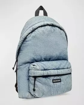 Мужской джинсовый рюкзак Explorer Balenciaga, цвет 4652 Washed Blue
