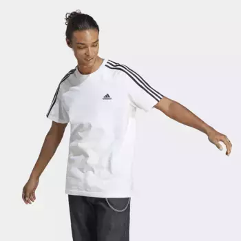 Мужской Essentials Single Jersey 3 Stripes Футболка Adidas, черный/белый