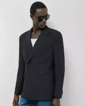 Мужской фактурный двубортный пиджак Roberto Verino, тёмно-синий