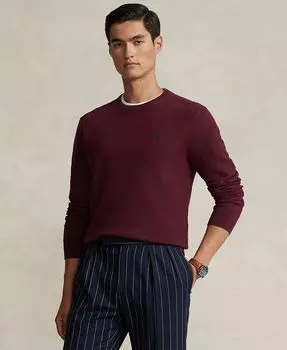 Мужской фактурный хлопковый свитер с круглым вырезом Polo Ralph Lauren, красный