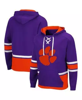 Мужской фиолетовый пуловер с капюшоном Clemson Tigers Lace Up 3.0 Colosseum
