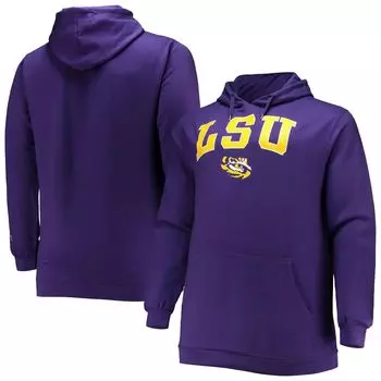 Мужской фиолетовый пуловер с капюшоном LSU Tigers Big & Tall Arch Over Logo Powerblend Champion