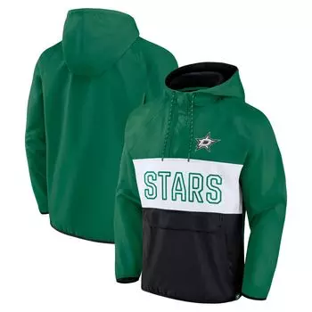 Мужской фирменный анорак Kelly Green/Black Dallas Stars Backhand Shooter Defender Anorak Толстовка с капюшоном и молнией на четверть Fanatics