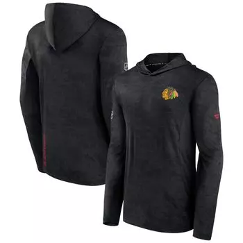 Мужской фирменный черный пуловер с капюшоном Chicago Blackhawks Authentic Pro Rink Camo Fanatics