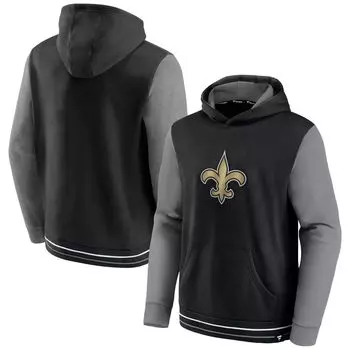 Мужской фирменный черный/серый пуловер с капюшоном New Orleans Saints Block Party Fanatics