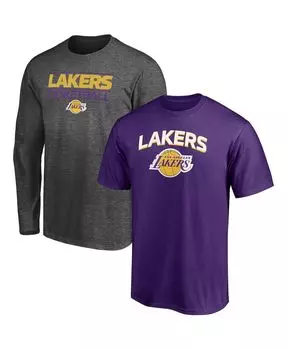 Мужской фирменный комбинированный комплект футболок los angeles lakers фиолетового цвета с угольно-черным оттенком Fanatics, мульти