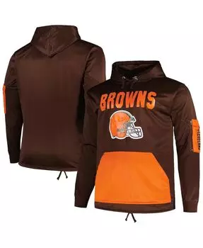 Мужской фирменный коричневый пуловер с капюшоном Cleveland Browns Big and Tall Fanatics