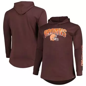 Мужской фирменный коричневый пуловер с капюшоном Cleveland Browns Big & Tall Front Runner Fanatics