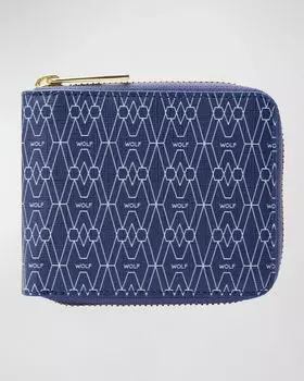 Мужской фирменный кошелек на молнии WOLF, цвет Blue