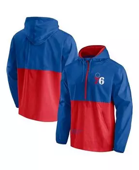 Мужской фирменный красный анорак Philadelphia 76ers, ветровка с молнией до половины, куртка с капюшоном Fanatics, синий