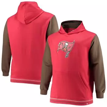 Мужской фирменный красный/оловянный пуловер с капюшоном Tampa Bay Buccaneers Big & Tall Block для вечеринок Fanatics