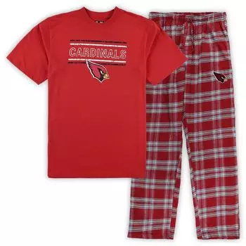 Мужской фланелевой комплект для сна Concepts Sport Cardinal/серый Arizona Cardinals Big & Tall