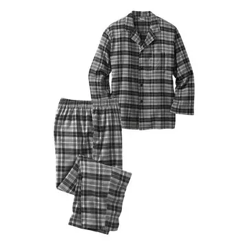 Мужской фланелевой пижамный комплект в клетку большого и высокого размера Kingsize KingSize, цвет Black Plaid