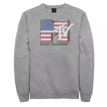 Мужской флис с выцветшим логотипом MTV American Flag Licensed Character