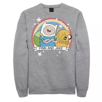 Мужской флисовый флис с радужным баннером Cartoon Network Adventure Time Finn & Jake Licensed Character