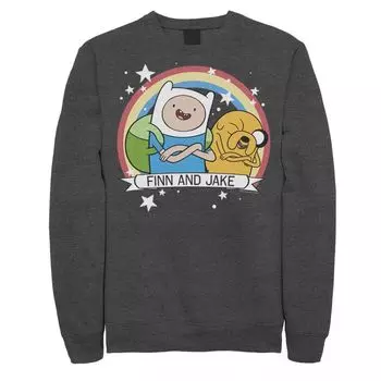 Мужской флисовый флис с радужным баннером Cartoon Network Adventure Time Finn & Jake Licensed Character