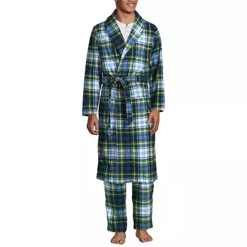 Мужской флисовый халат Lands End Lands' End, цвет Blue Evergreen Plaid