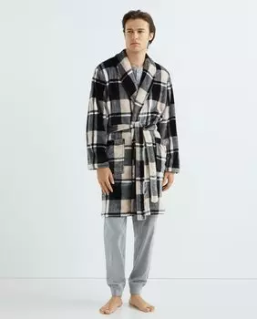 Мужской флисовый халат в клетку Dustin