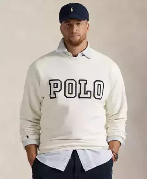 Мужской флисовый худи с логотипом Big & Tall Polo Ralph Lauren, слоновая кость/кремовый