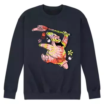 Мужской флисовый худи с тай-дай принтом Патрика из "Губки Боба" Nickelodeon, синий