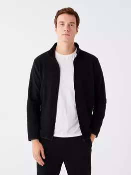 Мужской флисовый кардиган с воротником-стойкой и длинными рукавами LCWAIKIKI Classic, новый черный