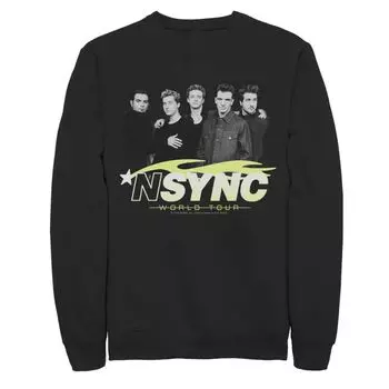 Мужской флисовый пуловер N'Sync World Tour в оттенках серого с портретом и графическим рисунком Licensed Character