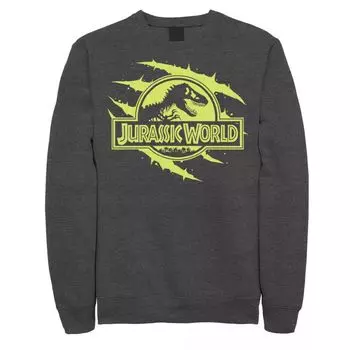 Мужской флисовый пуловер с графическим логотипом Jurassic World Neon Slash T-Rex Fossil Logo Licensed Character