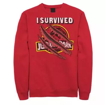 Мужской флисовый пуловер с графическим логотипом «Парк Юрского периода I Survived», следы когтей Licensed Character