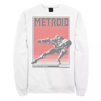 Мужской флисовый пуловер с графическим рисунком Nintendo Metroid Samus Returns Side Pose Licensed Character