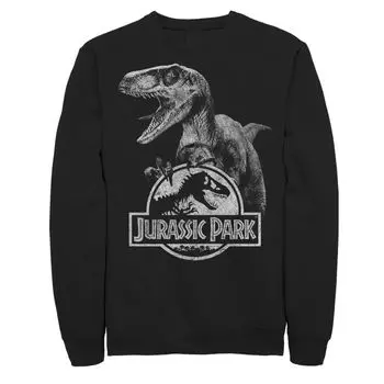 Мужской флисовый пуловер с графическим рисунком Velociraptor «Парк Юрского периода» с логотипом Licensed Character