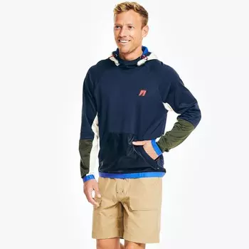 Мужской флисовый пуловер с капюшоном Nautica, темно-синий