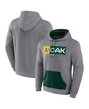 Мужской флисовый пуловер с капюшоном oakland athletics iconic steppin up с фирменной отделкой серого цвета Fanatics, мульти