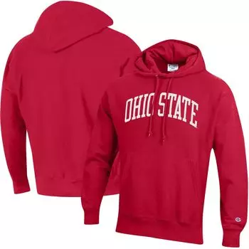 Мужской флисовый пуловер с капюшоном Scarlet Ohio State Buckeyes Big & Tall обратного плетения, толстовка Champion