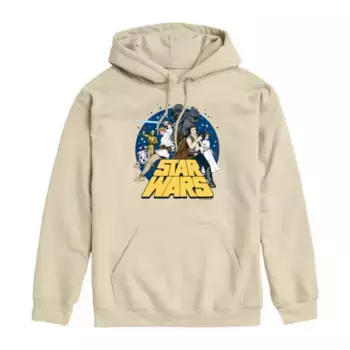 Мужской флисовый пуловер с капюшоном в стиле ретро Star Wars, бежевый