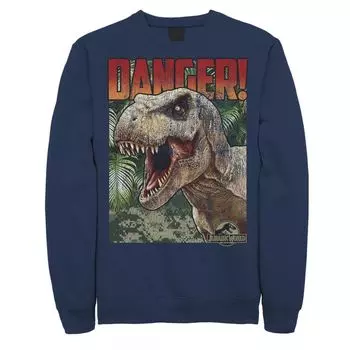 Мужской флисовый пуловер с ретро-плакатом Jurassic World Danger T-Rex Licensed Character, синий