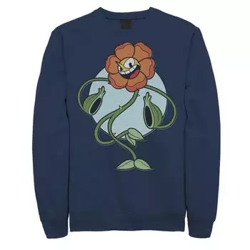 Мужской флисовый пуловер с рисунком Cuphead Cagney Flower Pose Licensed Character